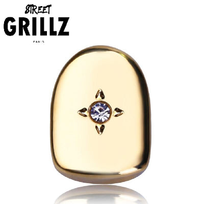 Grillz mono-dentaire Diamant encastré en Or, Argent ou Bronze/Rose
