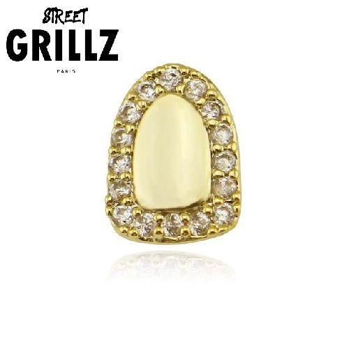 Grillz mono dentaire sertis de Diamant en Argent ou en Or "single"