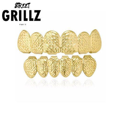 Quilted Central Cee Grillz in Gold | StreetGrillz™