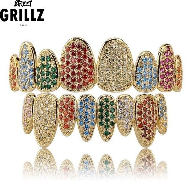 Original 6ix9ine Grillz in Gold or Silver and Multi-colored Diamonds 