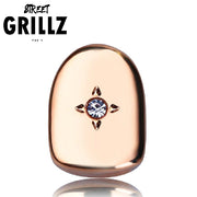 Grillz mono-dentaire Diamant encastré en Or, Argent ou Bronze/Rose